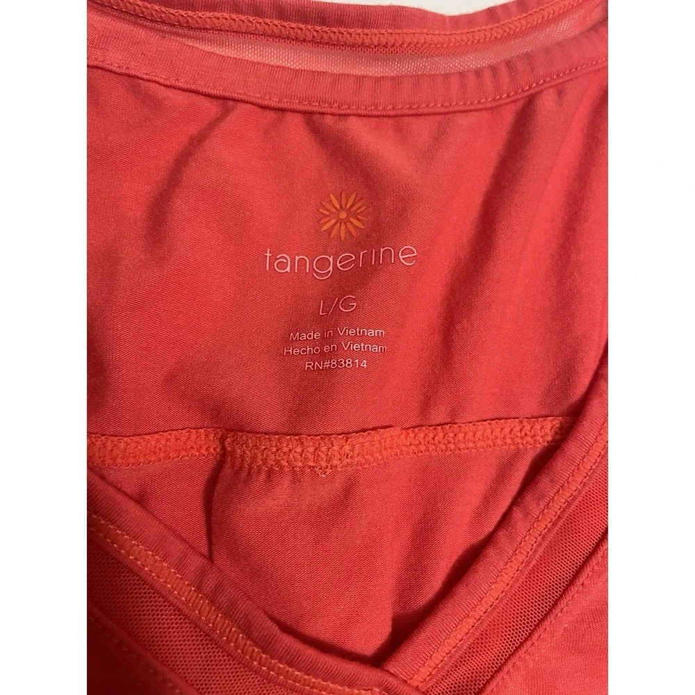 Tangerine Womens Athletic V-neck Top Large Coral Short Sleeve Activewear Yoga - Picture 3 of 13
